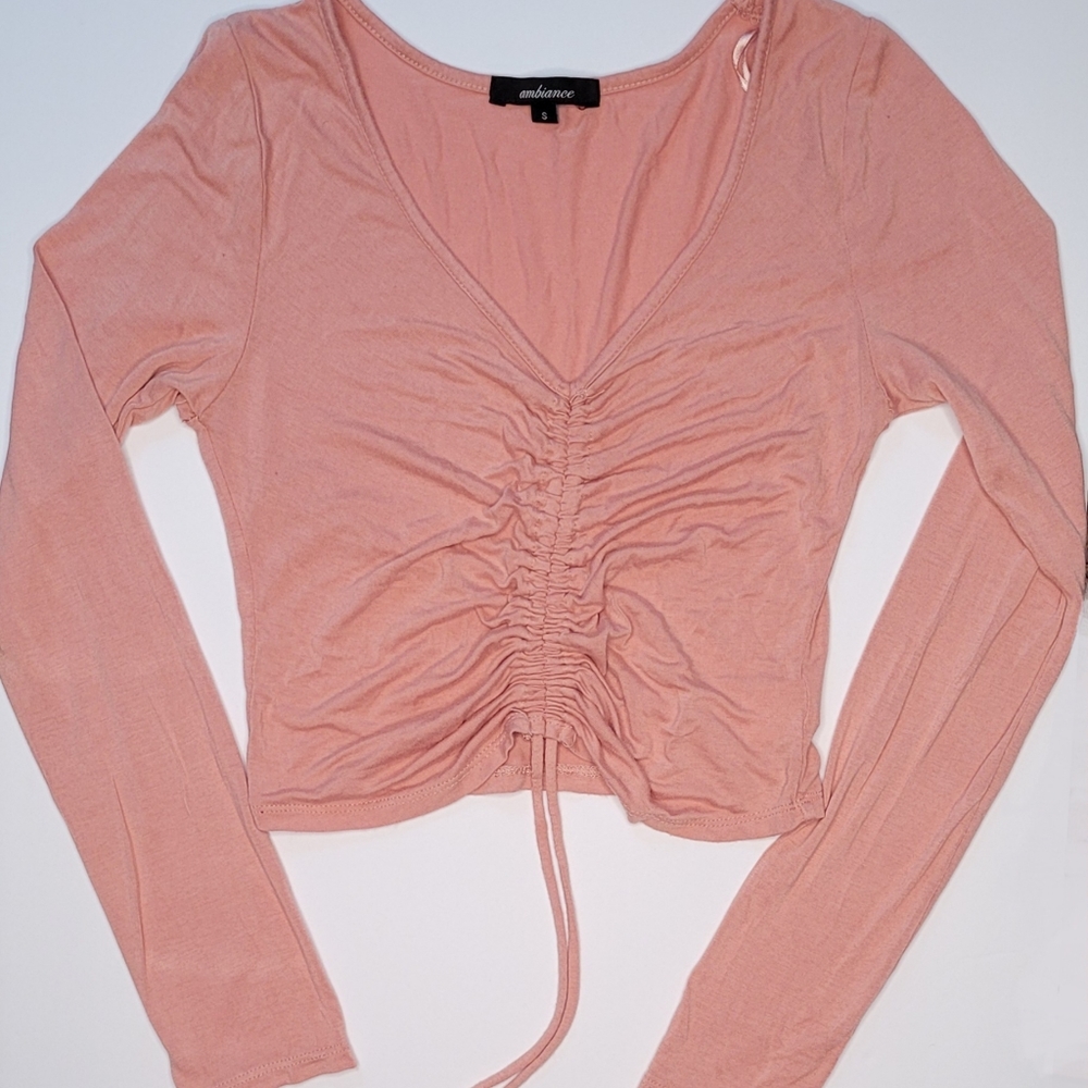Pink ruched crop top